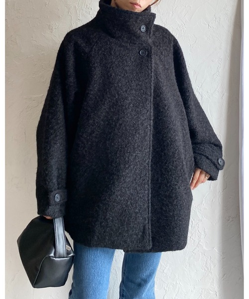 She's Closet(シーズクローゼット)の「フェイクリングウール3WAYミドル丈スタンドカラーステンカラーコート(ステンカラーコート・レディース・グレー系その他/ブラウン系その他/ブラック/ベージュ系その他・FREE)」の9枚目の写真