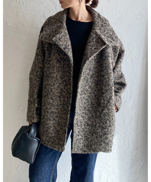 She's Closet(シーズクローゼット)の「フェイクリングウール3WAYミドル丈スタンドカラーステンカラーコート(ステンカラーコート・レディース・グレー系その他/ブラウン系その他/ブラック/ベージュ系その他・FREE)」の10枚目の写真
