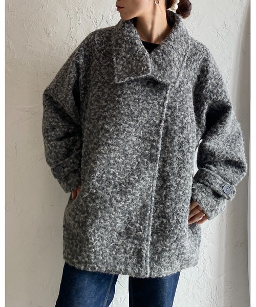 She's Closet(シーズクローゼット)の「フェイクリングウール3WAYミドル丈スタンドカラーステンカラーコート(ステンカラーコート・レディース・グレー系その他/ブラウン系その他/ブラック/ベージュ系その他・FREE)」の14枚目の写真