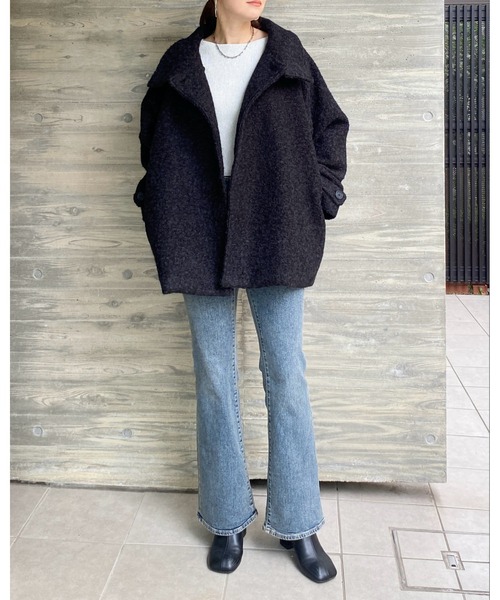 She's Closet(シーズクローゼット)の「フェイクリングウール3WAYミドル丈スタンドカラーステンカラーコート(ステンカラーコート・レディース・グレー系その他/ブラウン系その他/ブラック/ベージュ系その他・FREE)」の16枚目の写真