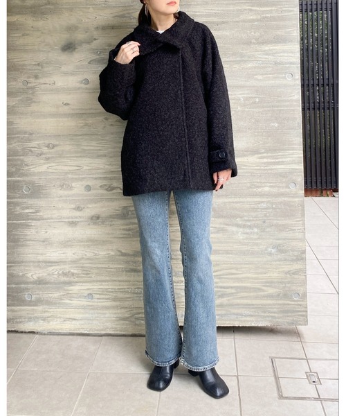 She's Closet(シーズクローゼット)の「フェイクリングウール3WAYミドル丈スタンドカラーステンカラーコート(ステンカラーコート・レディース・グレー系その他/ブラウン系その他/ブラック/ベージュ系その他・FREE)」の17枚目の写真