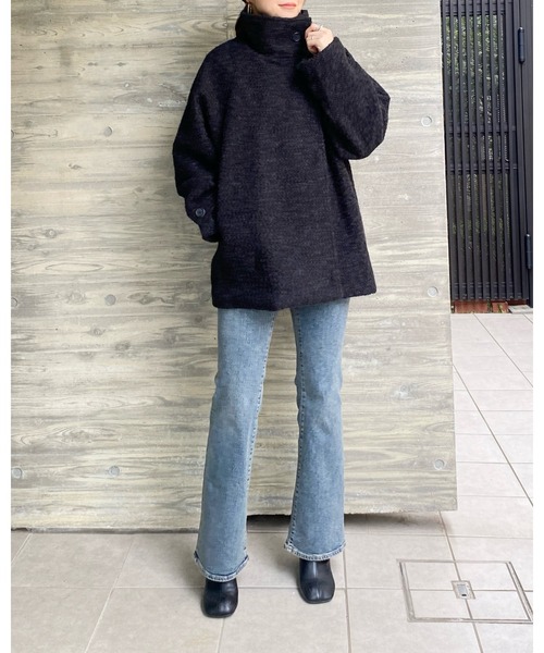 She's Closet(シーズクローゼット)の「フェイクリングウール3WAYミドル丈スタンドカラーステンカラーコート(ステンカラーコート・レディース・グレー系その他/ブラウン系その他/ブラック/ベージュ系その他・FREE)」の19枚目の写真