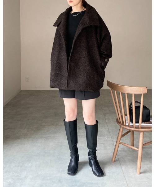 She's Closet(シーズクローゼット)の「フェイクリングウール3WAYミドル丈スタンドカラーステンカラーコート(ステンカラーコート・レディース・グレー系その他/ブラウン系その他/ブラック/ベージュ系その他・FREE)」の21枚目の写真