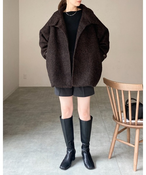 She's Closet(シーズクローゼット)の「フェイクリングウール3WAYミドル丈スタンドカラーステンカラーコート(ステンカラーコート・レディース・グレー系その他/ブラウン系その他/ブラック/ベージュ系その他・FREE)」の22枚目の写真