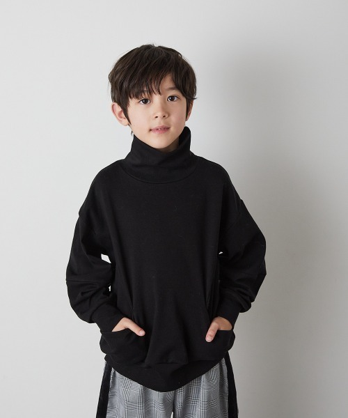 riziere（リジェール）の「モックネックデザインカットソー（Tシャツ/カットソー・キッズ・ブラウン/ブラック/アイボリー・150/140/130/120/110/100/90）」の2枚目の写真