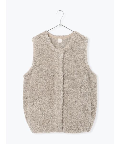 TSUHARU by Samansa Mos2（ツハルバイサマンサモスモス）の「ウール混ボアニットベスト（ベスト・レディース・ベージュ/チャコールグレー/オフホワイト・F）」の4枚目の写真