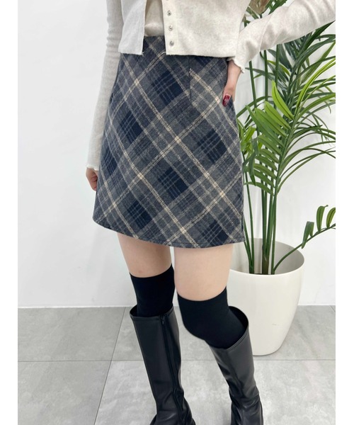 PHILLY（フィリー）の「【PHILLY】起毛チェックスカート（スカート・レディース・ブラウン/グレー・FREE）」の4枚目の写真