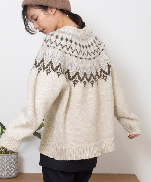 POU DOU DOU（プードゥドゥ）の「求心柄ジャガードニット（ニット/セーター・レディース・アイボリー/モカ/ダークグレー・M）」の13枚目の写真