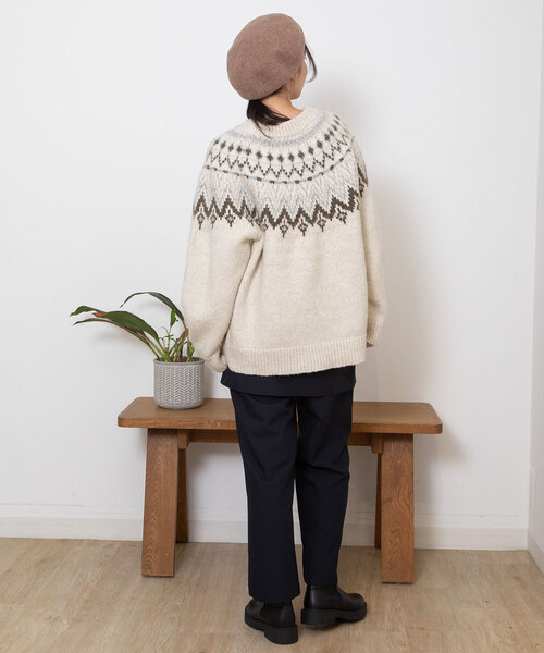 POU DOU DOU（プードゥドゥ）の「求心柄ジャガードニット（ニット/セーター・レディース・アイボリー/モカ/ダークグレー・M）」の16枚目の写真