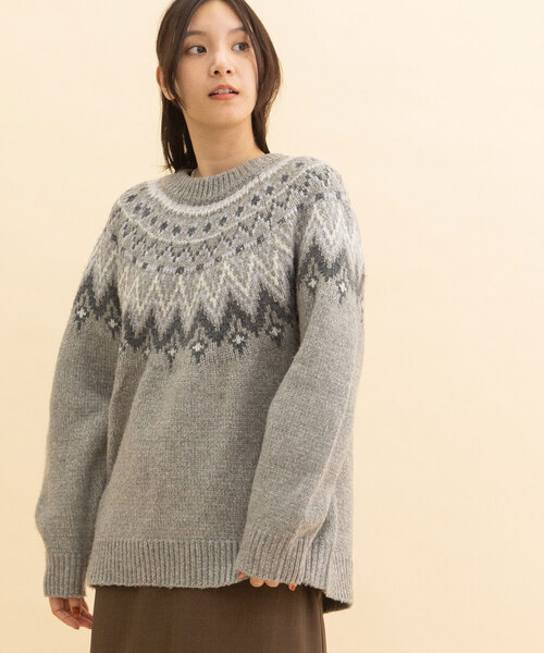 POU DOU DOU（プードゥドゥ）の「求心柄ジャガードニット（ニット/セーター・レディース・アイボリー/モカ/ダークグレー・M）」の18枚目の写真