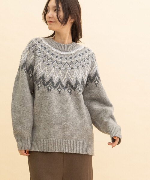 POU DOU DOU（プードゥドゥ）の「求心柄ジャガードニット（ニット/セーター・レディース・アイボリー/モカ/ダークグレー・M）」の19枚目の写真