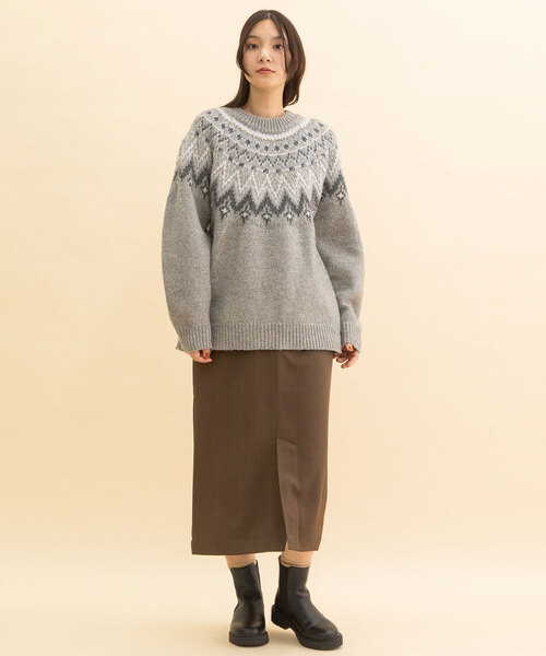 POU DOU DOU（プードゥドゥ）の「求心柄ジャガードニット（ニット/セーター・レディース・アイボリー/モカ/ダークグレー・M）」の21枚目の写真