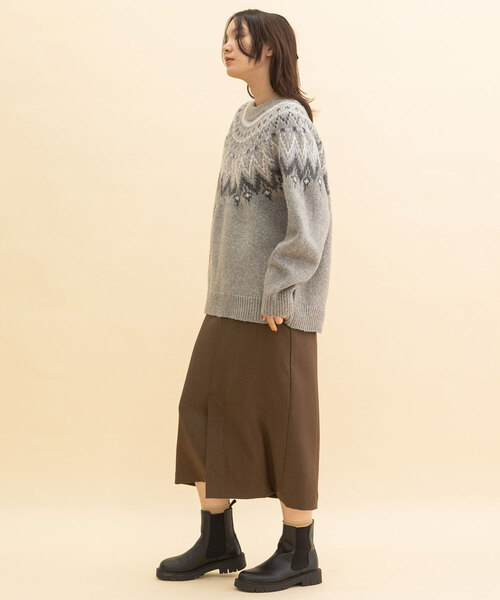 POU DOU DOU（プードゥドゥ）の「求心柄ジャガードニット（ニット/セーター・レディース・アイボリー/モカ/ダークグレー・M）」の22枚目の写真