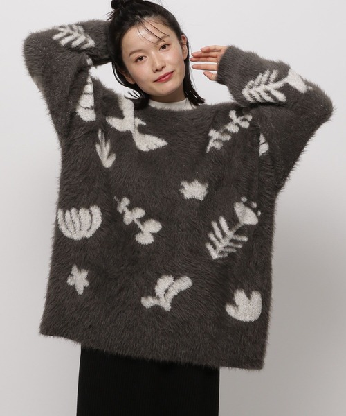 セール】アート柄シャギーニットチュニック（チュニック）｜niko and