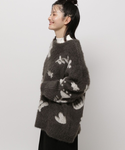 niko and...（ニコアンド）の「アート柄シャギーニットチュニック（チュニック・レディース・オレンジ/アイボリー/チャコール・FREE）」の22枚目の写真