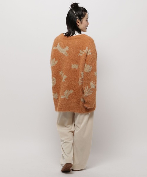 niko and...（ニコアンド）の「アート柄シャギーニットチュニック（チュニック・レディース・オレンジ/アイボリー/チャコール・FREE）」の20枚目の写真