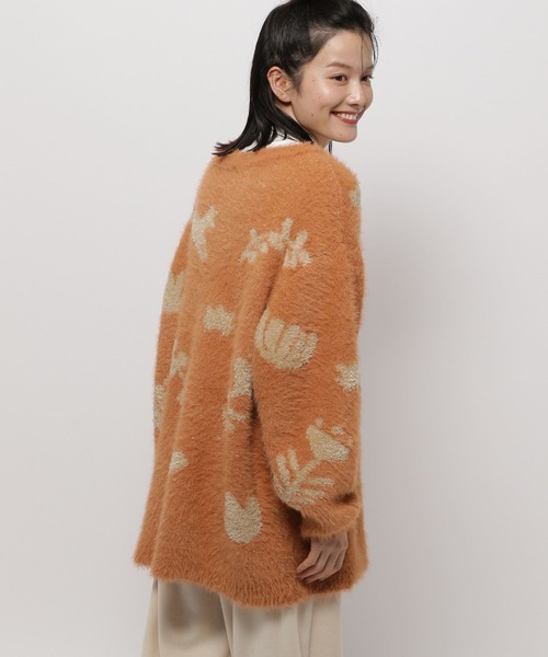 niko and...（ニコアンド）の「アート柄シャギーニットチュニック（チュニック・レディース・オレンジ/アイボリー/チャコール・FREE）」の19枚目の写真