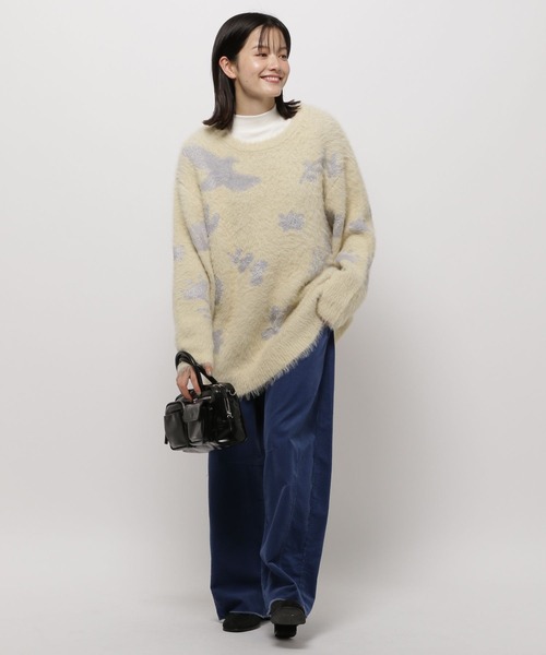 niko and...（ニコアンド）の「アート柄シャギーニットチュニック（チュニック・レディース・オレンジ/アイボリー/チャコール・FREE）」の18枚目の写真