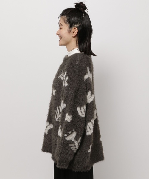 niko and...（ニコアンド）の「アート柄シャギーニットチュニック（チュニック・レディース・オレンジ/アイボリー/チャコール・FREE）」の14枚目の写真