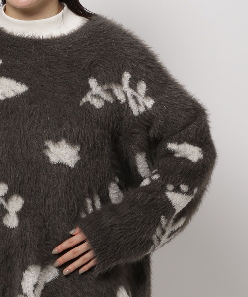 niko and...（ニコアンド）の「アート柄シャギーニットチュニック（チュニック・レディース・オレンジ/アイボリー/チャコール・FREE）」の10枚目の写真