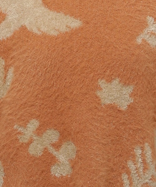 niko and...（ニコアンド）の「アート柄シャギーニットチュニック（チュニック・レディース・オレンジ/アイボリー/チャコール・FREE）」の7枚目の写真