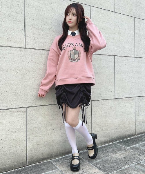 F i.n.t（フィント）の「カレッジロゴ刺繍スウェット/fint　フィント（スウェット・レディース・アイボリー/ピンク/ネイビー・FREE）」の4枚目の写真