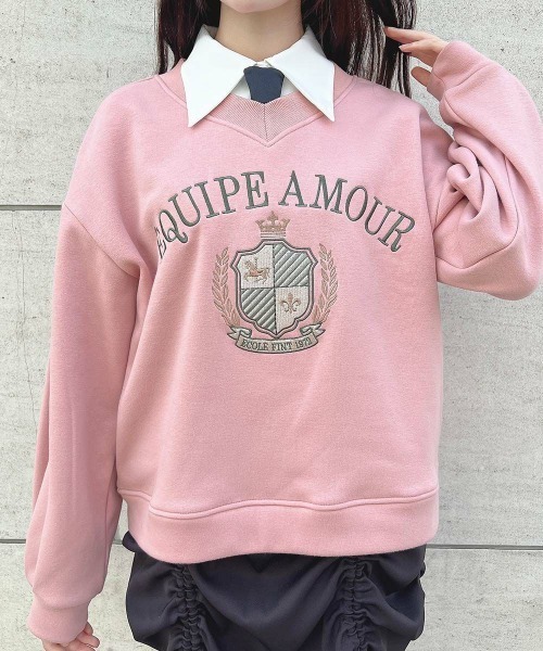 F i.n.t（フィント）の「カレッジロゴ刺繍スウェット/fint　フィント（スウェット・レディース・アイボリー/ピンク/ネイビー・FREE）」の6枚目の写真