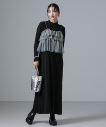 NANO universe | チュールビスチェ＋リブニットワンピースセット(ワンピース)