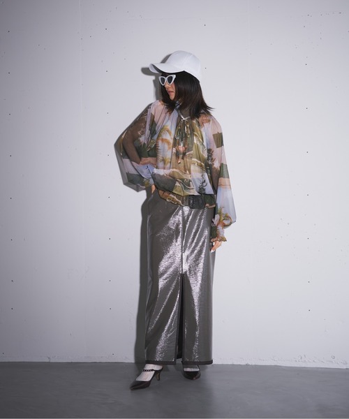 MIDVEIN（ミッドヴェイン）の「shirring ribbon print tulle blouse（シャツ/ブラウス・レディース・マルチ・FREE）」の15枚目の写真