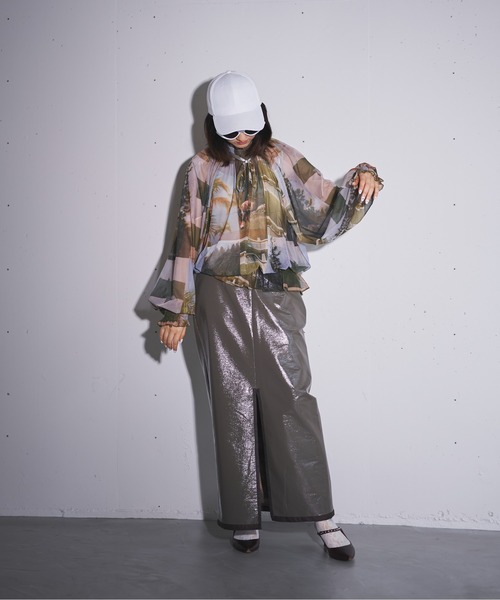 MIDVEIN（ミッドヴェイン）の「shirring ribbon print tulle blouse（シャツ/ブラウス・レディース・マルチ・FREE）」の9枚目の写真
