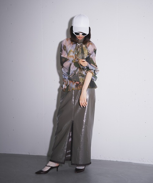 MIDVEIN（ミッドヴェイン）の「shirring ribbon print tulle blouse（シャツ/ブラウス・レディース・マルチ・FREE）」の10枚目の写真
