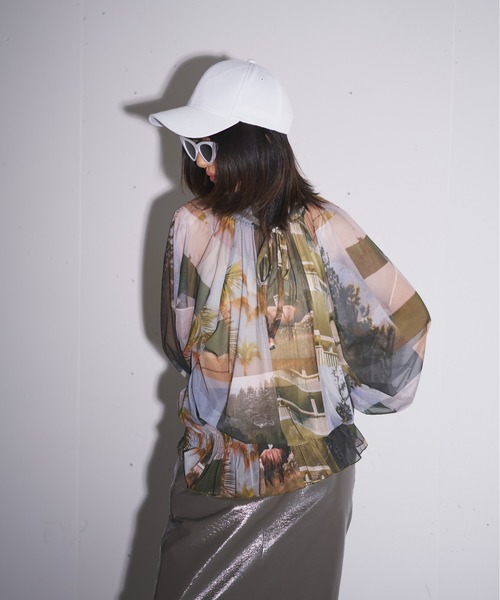 MIDVEIN（ミッドヴェイン）の「shirring ribbon print tulle blouse（シャツ/ブラウス・レディース・マルチ・FREE）」の11枚目の写真