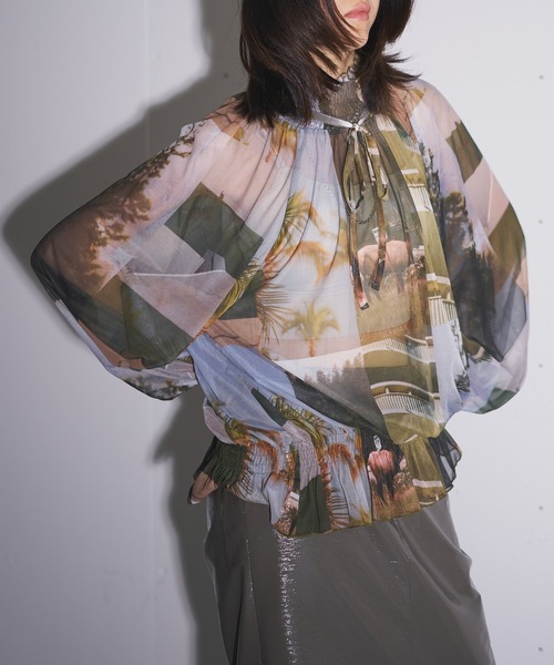 MIDVEIN（ミッドヴェイン）の「shirring ribbon print tulle blouse（シャツ/ブラウス・レディース・マルチ・FREE）」の12枚目の写真