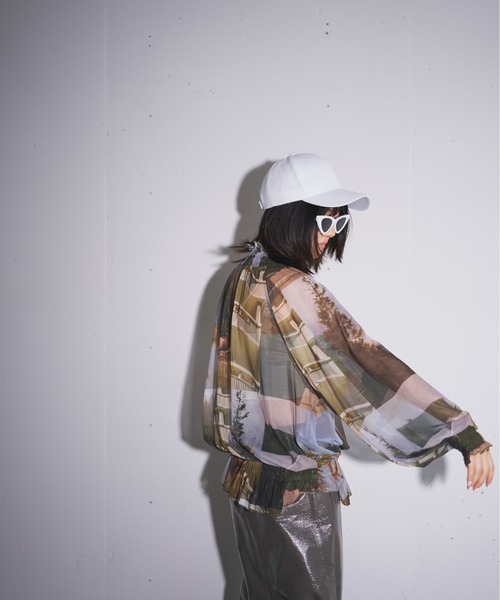 MIDVEIN（ミッドヴェイン）の「shirring ribbon print tulle blouse（シャツ/ブラウス・レディース・マルチ・FREE）」の14枚目の写真
