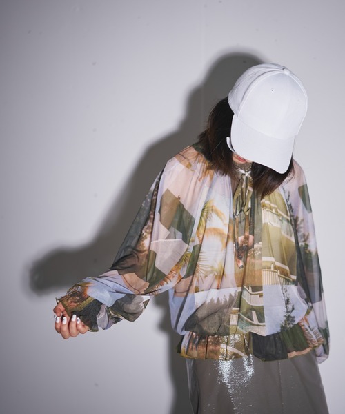 MIDVEIN（ミッドヴェイン）の「shirring ribbon print tulle blouse（シャツ/ブラウス・レディース・マルチ・FREE）」の3枚目の写真
