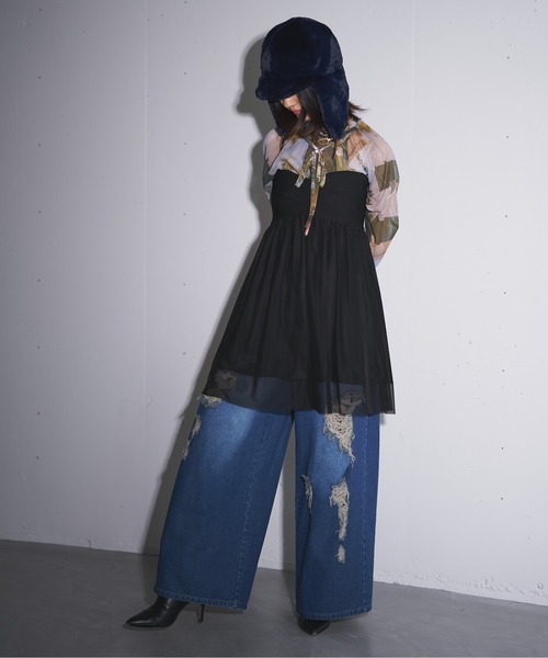 MIDVEIN（ミッドヴェイン）の「shirring ribbon print tulle blouse（シャツ/ブラウス・レディース・マルチ・FREE）」の6枚目の写真