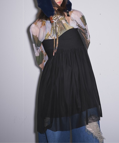 MIDVEIN（ミッドヴェイン）の「shirring ribbon print tulle blouse（シャツ/ブラウス・レディース・マルチ・FREE）」の8枚目の写真