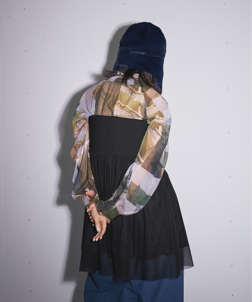 MIDVEIN（ミッドヴェイン）の「shirring ribbon print tulle blouse（シャツ/ブラウス・レディース・マルチ・FREE）」の7枚目の写真