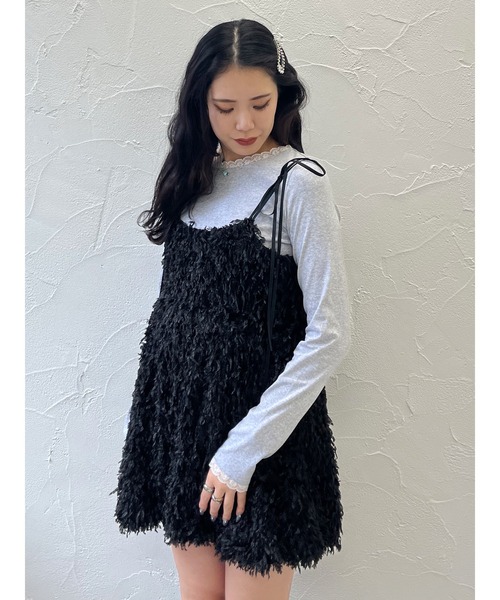 jouetie（ジュエティ）の「ローズモチーフレースドッキングロンT（Tシャツ/カットソー・レディース・オフホワイト/グレー/ブラック/ブルー・MEDIUM）」の13枚目の写真