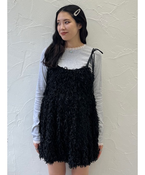 jouetie（ジュエティ）の「ローズモチーフレースドッキングロンT（Tシャツ/カットソー・レディース・オフホワイト/グレー/ブラック/ブルー・MEDIUM）」の14枚目の写真