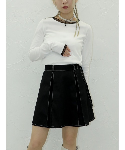 jouetie（ジュエティ）の「ローズモチーフレースドッキングロンT（Tシャツ/カットソー・レディース・オフホワイト/グレー/ブラック/ブルー・MEDIUM）」の11枚目の写真