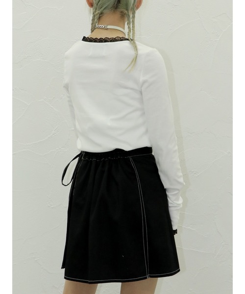 jouetie（ジュエティ）の「ローズモチーフレースドッキングロンT（Tシャツ/カットソー・レディース・オフホワイト/グレー/ブラック/ブルー・MEDIUM）」の10枚目の写真