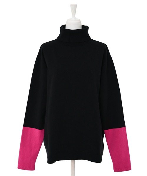 Narcissus(ナルシス)の「バイカラータートルニット オーバーサイズ(ニット/セーター・レディース・ブラック/ホワイト/グレー・FREE)」の11枚目の写真