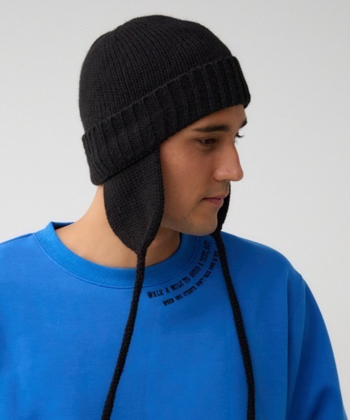 AZUL by moussy（アズールバイマウジー）の「トルーパーニットキャップ（ニットキャップ/ビーニー・メンズ・ブラック/グレー・FREE）」の2枚目の写真