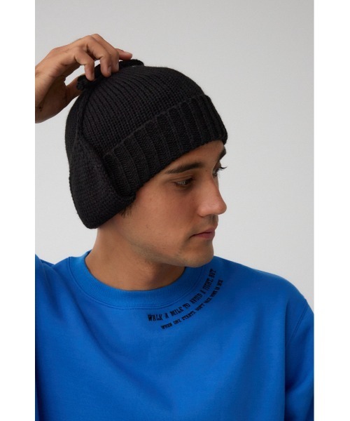 AZUL by moussy（アズールバイマウジー）の「トルーパーニットキャップ（ニットキャップ/ビーニー・メンズ・ブラック/グレー・FREE）」の3枚目の写真