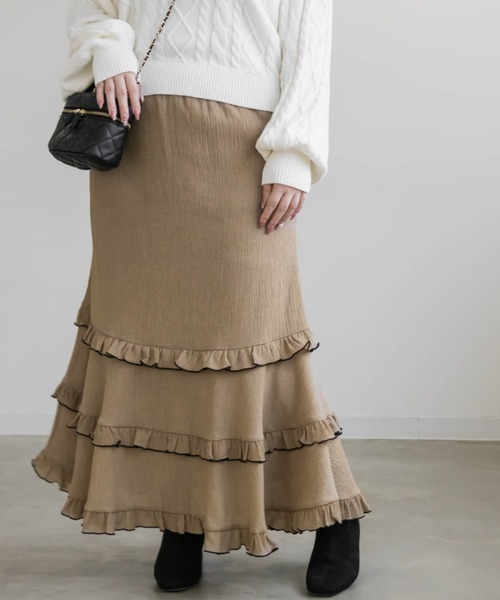 配色メローフリルスカート（スカート）｜CLETTE（クレット） 5,838円