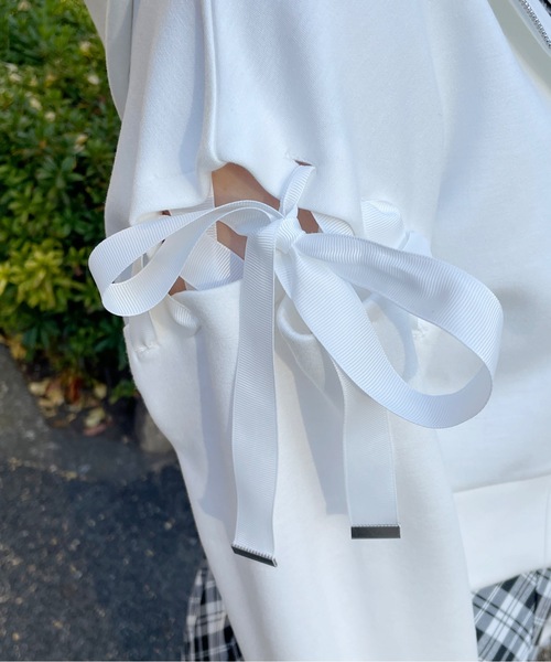 袖レースアップパーカー（パーカー）｜one way（ワンウェイ）