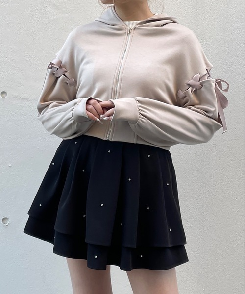 袖レースアップパーカー（パーカー）｜one way（ワンウェイ）