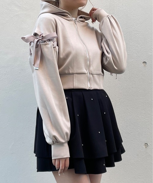 袖レースアップパーカー（パーカー）｜one way（ワンウェイ）