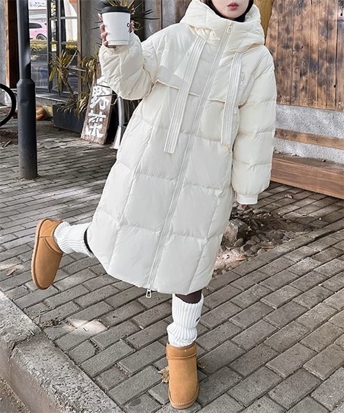 AITRAS フード付きロングダウンジャケット フード付き ロングダウンジャケット（ダウンジャケット/コート